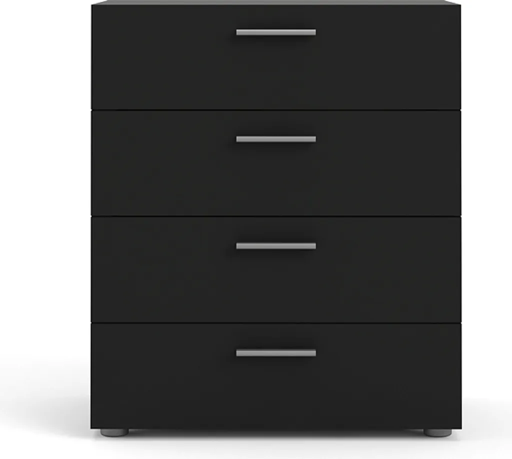 Commode Petra noir mat 4 tiroirs pour organiser vêtements et lingerie