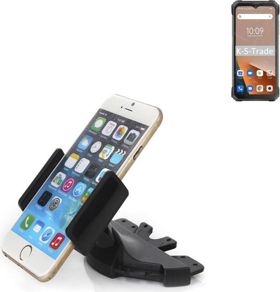 K-S-Trade CD Schlitz Halterung kompatibel mit Blackview BL8800 5G Autohalterung KFZ-Halter Radio Handy Halterung 360° drehbar schwarz