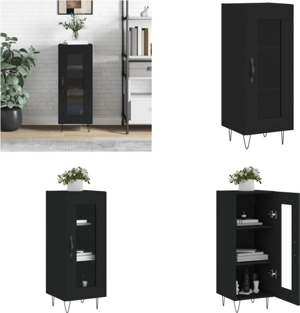 vidaXL Sideboard Schwarz 34,5x34x90 cm Holzwerkstoff - Sideboard - Sideboards - Schrank - Aufbewahrungsschrank