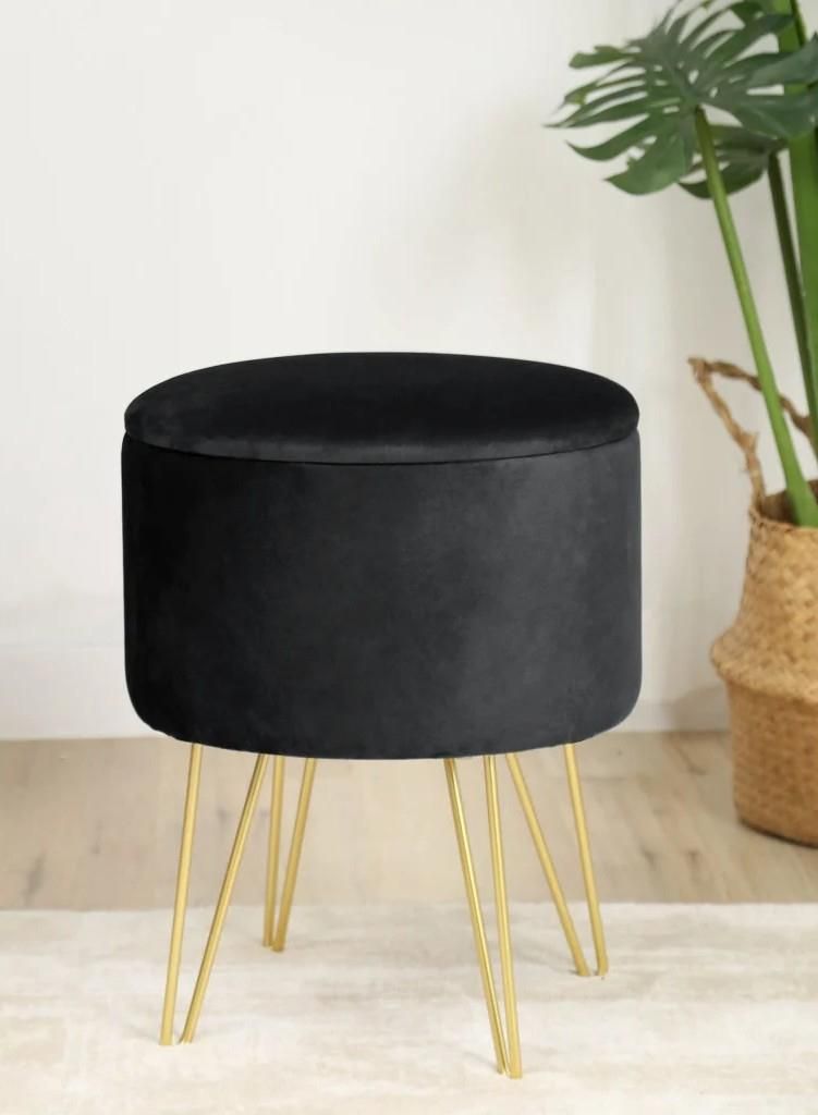 Hocker mit Stauraum ARVION - schwarz/gold