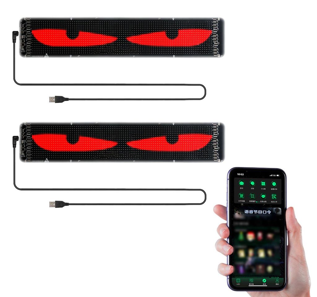 Programmierbare LED-Anzeigen für Autos – flexibles Display für LKW-Windschutzscheiben mit Fernbedienung/App-Steuerung – 2er-Pack