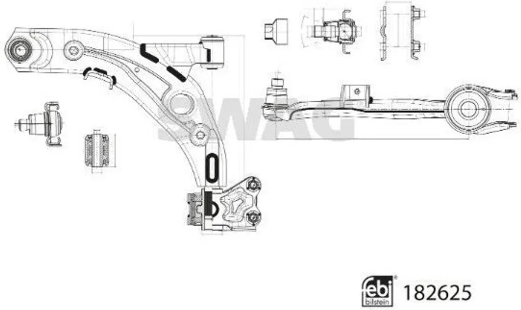 Bras de suspension avant gauche SWAG 33 10 8695 pour Mazda CX-7 ER