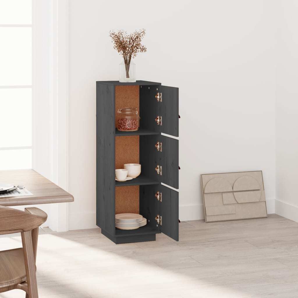 Maison Exclusive - Highboard Grau 34x40x108,5 cm Massivholz Kiefer