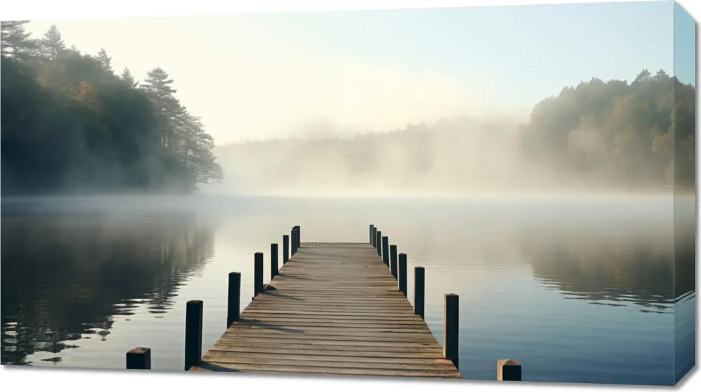 Quadro Paesaggio 90x50 Silenzio mattutino sull'acqua - Idea Regalo