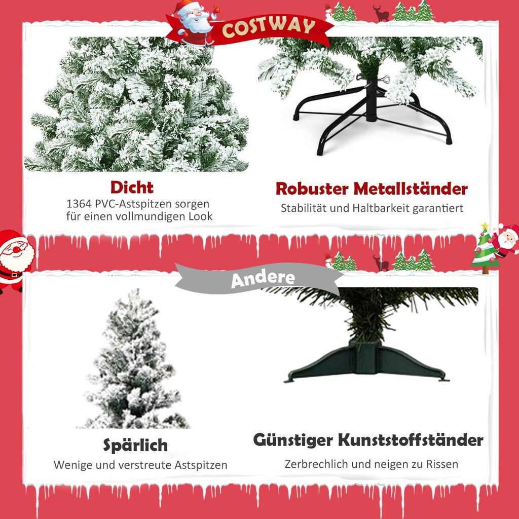 120-270cm Künstlicher Weihnachtsbaum Christbaum Tannenbaum Tanne Baum