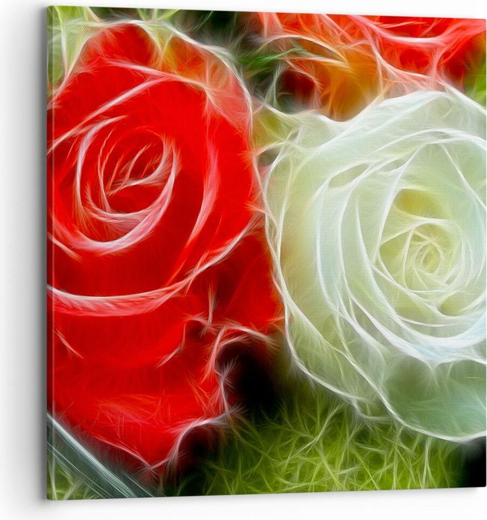Bild auf Leinwand - Leinwandbild - Blumen Blumenstrauß Rose - 70x70cm - Wand Bild - Wanddeko - Leinwanddruck - Bilder - Kunstdruck - Wanddekoratio...