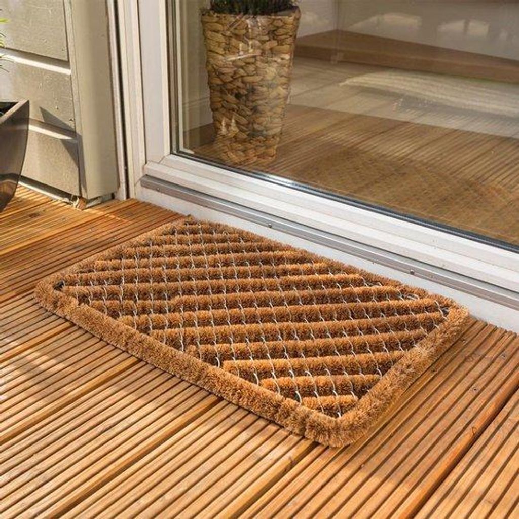 Unyqoos wetterfeste Kokosfaser-Außenmatte mit Bürsteneffekt 40 x 60 cm