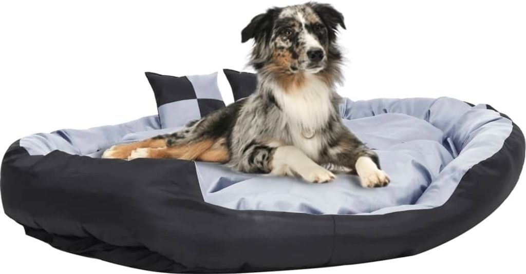 The Living Store Hundekissen Wendbar und Waschbar Grau und Schwarz 150x120x25 cm