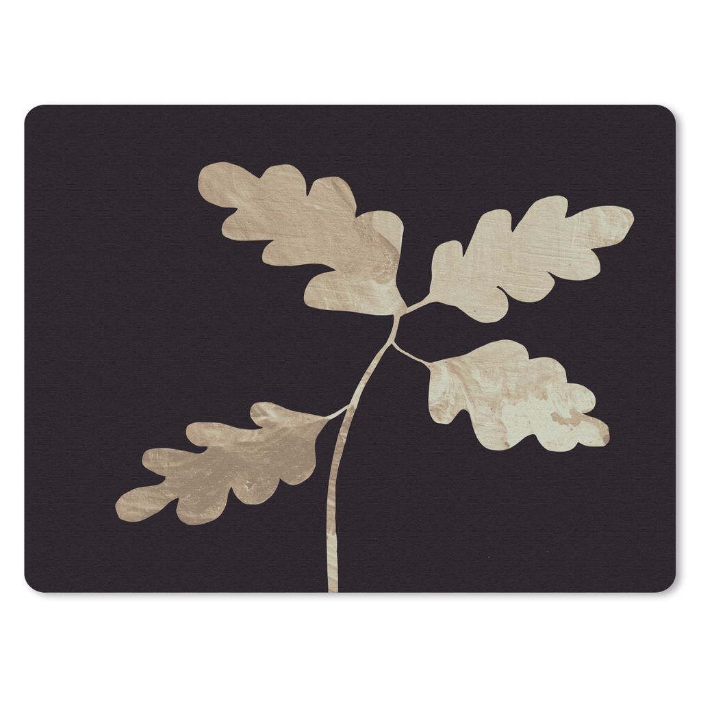 MuchoWow Mauspad Mousepad Blätter - Gold - Luxus 40x30 cm - Mousepads - Maus Mat - Pad - Mausunterlage - Anti Rutsch