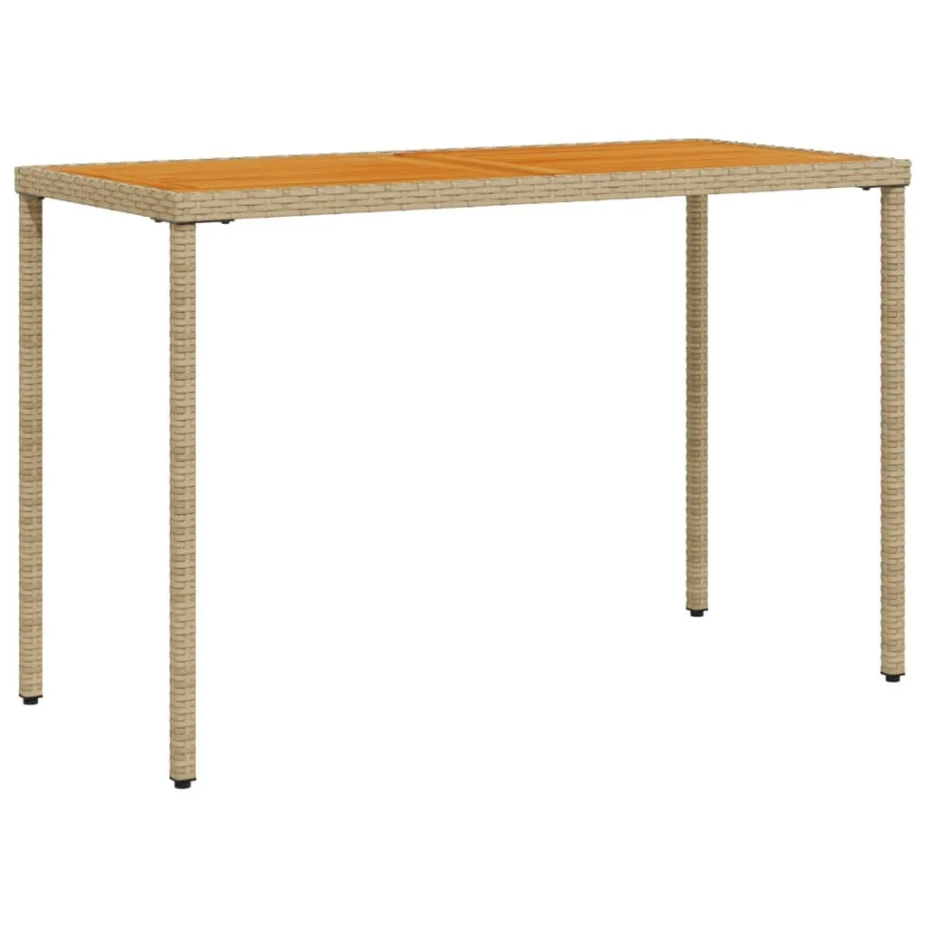 Tavolo Giardino in Legno e Rattan Sintetico - Arredo Esterno 115x54 cm