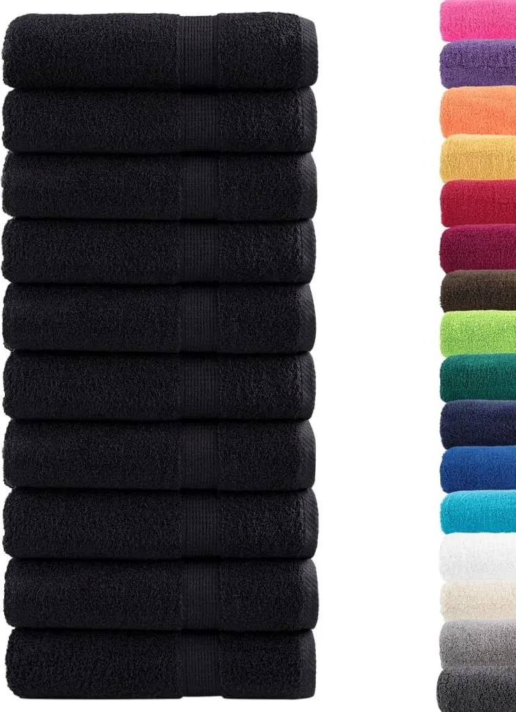 Set 10 Asciugamani Nero vidaXL SOLUND 50x100 Spugna 600g