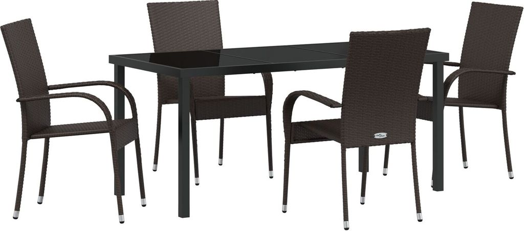 Möbel 5-teiliges Garten-Essset Braun Poly-Rattan - Gartenstühle 3379397