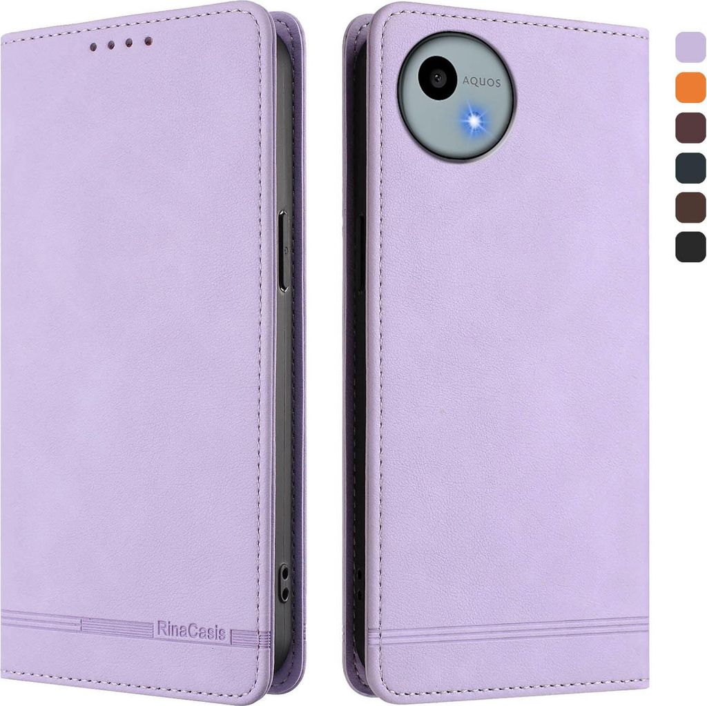 Hülle für Sharp Aquos Wish4, Retro Kunstleder Ständer Klapphülle mit Kartenfächer und Magnetische Violett