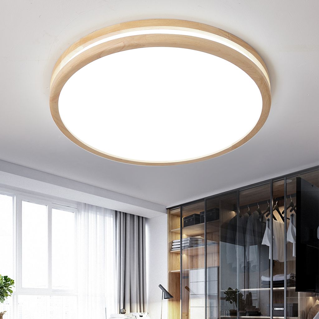 Natsen 96W Deckenleuchte LED Deckenlampe, dimmbar mit Fernbedienung, modern Design für Wohnzimmer Schlafzimmer Kinderzimmer Küche Büro (Holz 50x...