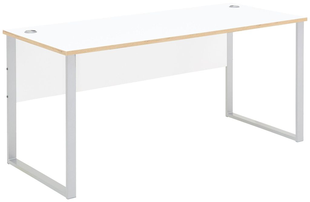 Schreibtisch MEMPHIS Weiß - Metallgestell silber matt 170 x 73 cm