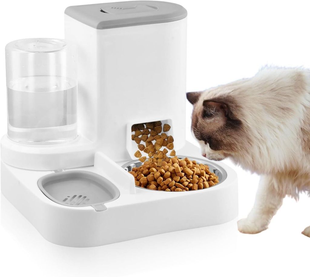 Automatischer 2-in-1-Futterspender für Katzen, 2,2 l Futter und 1 l Wasser für kleine und große Hunde und Katzen