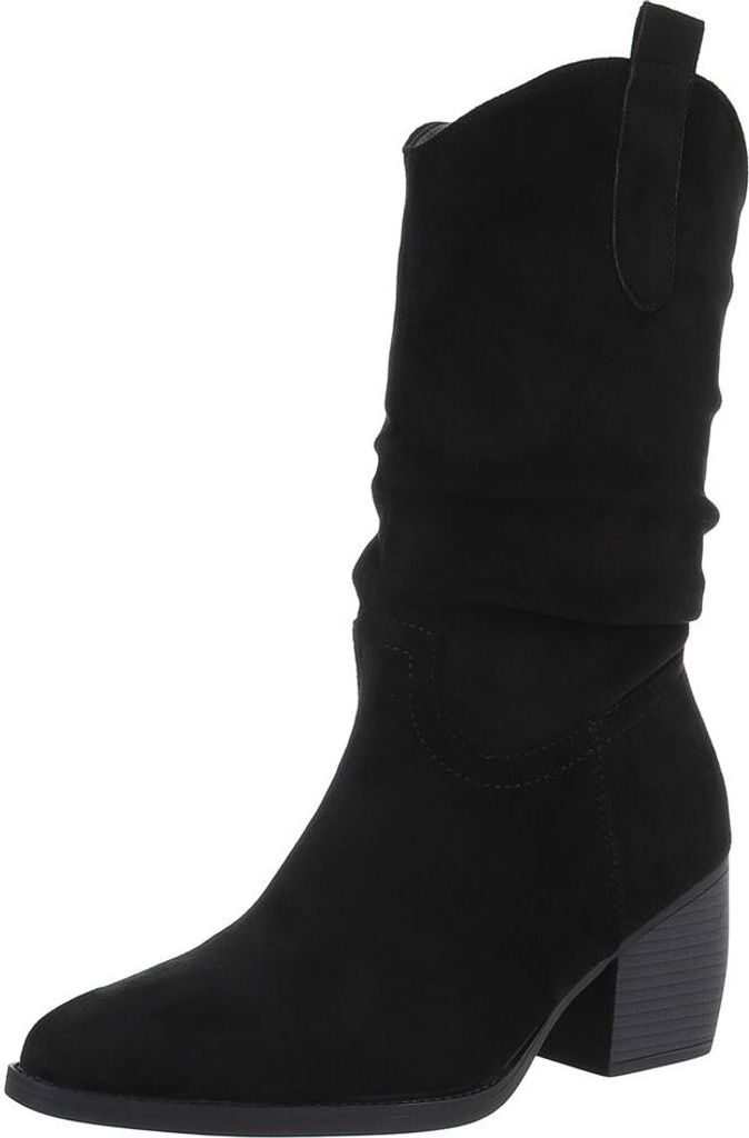Ital-Design Damen Stiefel Wildlederoptik Western- & Bikerstiefel 88519492 Schwarz Gr. 36
