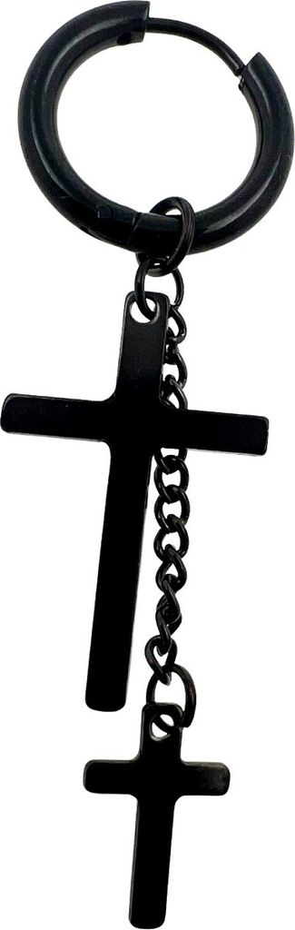 316L Chirurgenstahl Creolen Ohrring 17mm schwarz mit hängenden Kreuzen