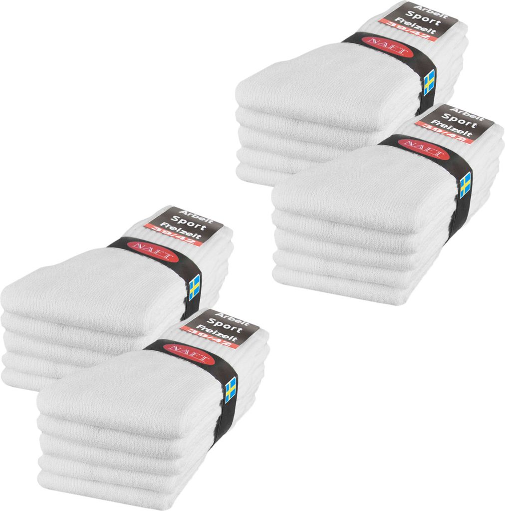 10 | 20 | 30 Paar Sportsocken Tennissocken Arbeitssocken Damen & Herren - 20 Paar Weiß 43-46