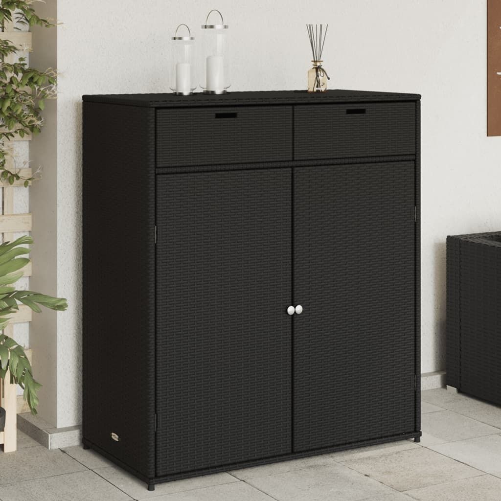 Zahradní úložná skříň polyratan Černá / 105 x 55 x 113 cm Obrázek produktu 