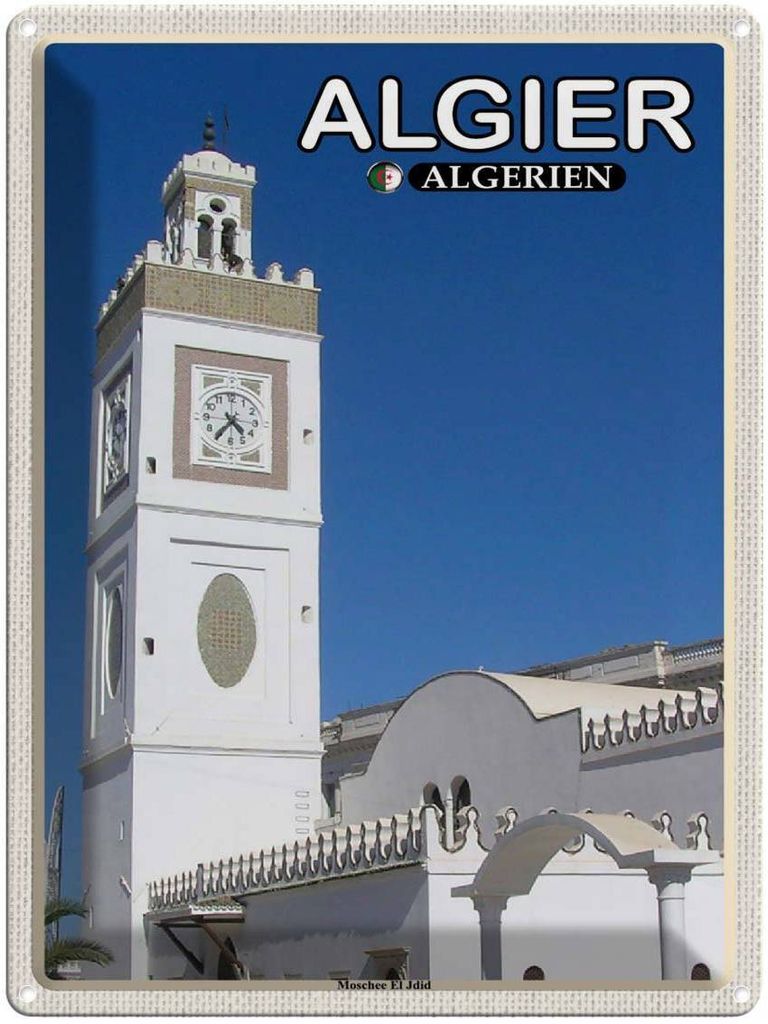 vianmo Blechschild 40x30 cm Algier Algerien Moschee El Jdid Bildmotiv Reisemotiv Abenteuer Reisen