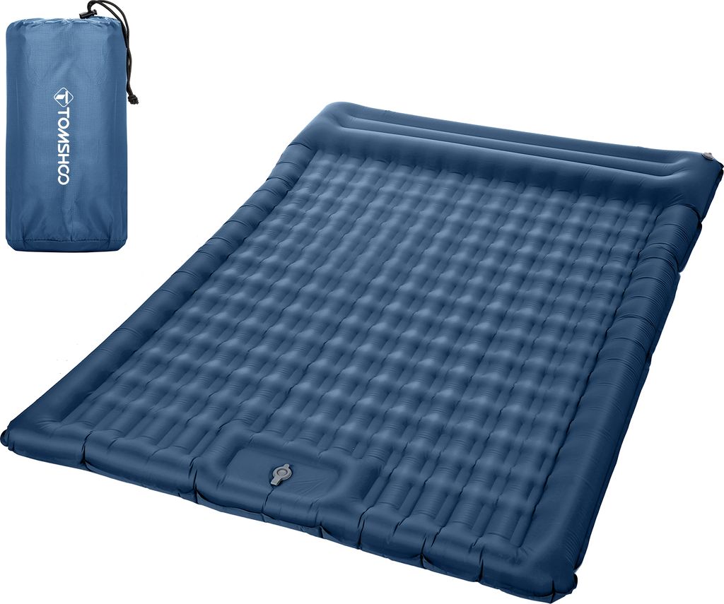 TOMSHOO Aufblasbare Doppel Isomatte extra dick 5 Zoll Isomatte Luftmatratze mit eingebauter Pumpe fuer Camping Rucksackreisen Wandern Reisen Zelt