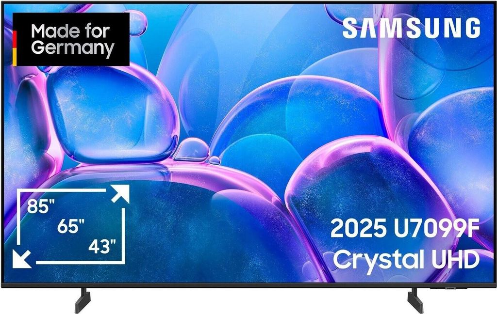Samsung Crystal UHD 4K U7099F 65 Zoll (163 cm) LED Fernseher, Crystal Prozessor 4K, MetalStream Design, SmartThings, Knox Security, Gaming Hub, AI ...