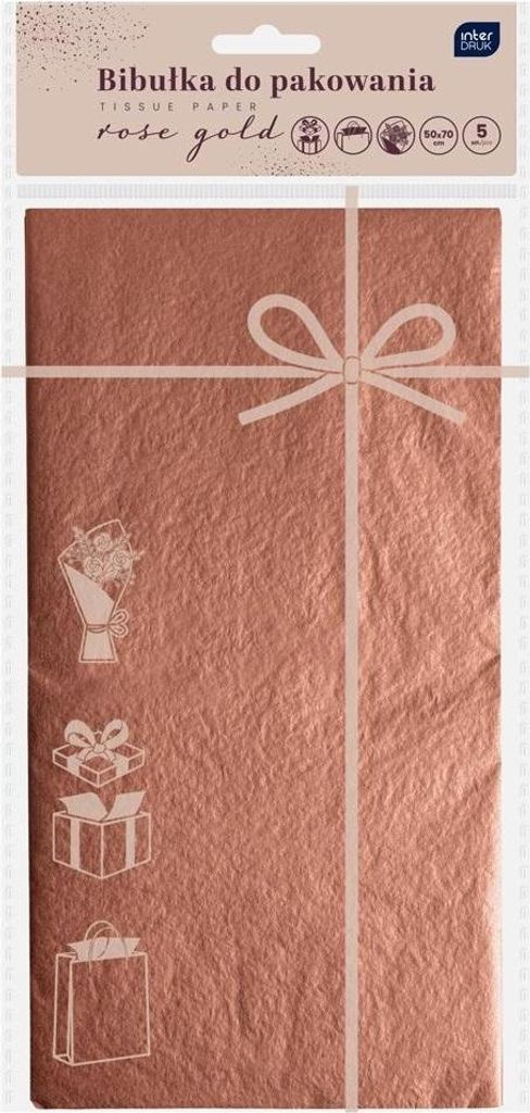 Verpackungspapier 50x70cm 5 Blätter Rosegold (Seidenpapier)