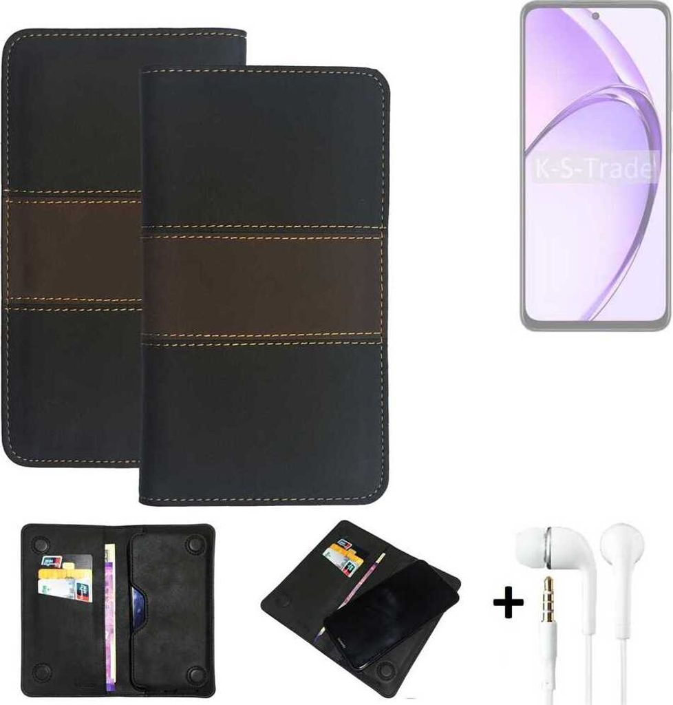 K-S-Trade Handyhülle + Kopfhörer kompatibel mit Oppo A80 5G Schutzhülle Walletcase Bookstyle Tasche Schutz Case Hülle Wallet Cover Kunstleder