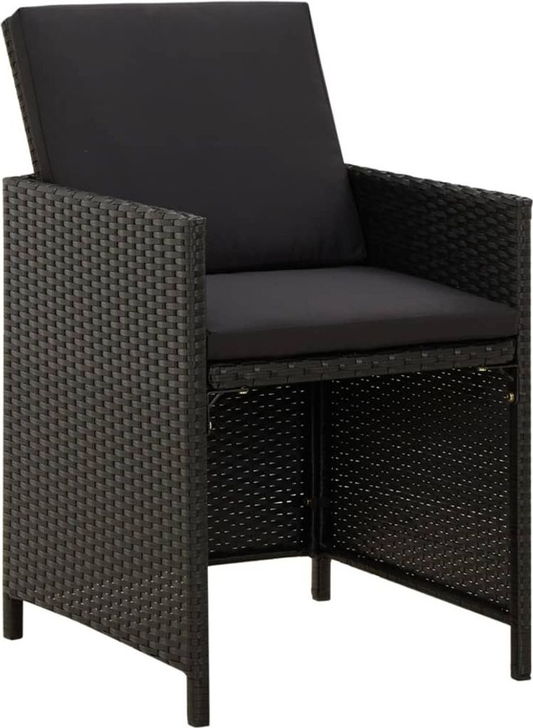 "2026 Aktion"Stuhl Terrasse - Gartenstühle mit Kissen 4er set - Balkonmöbel - Campingstuhl elegantes Design - Poly Rattan Schwarz - 52x56x85cm - ...