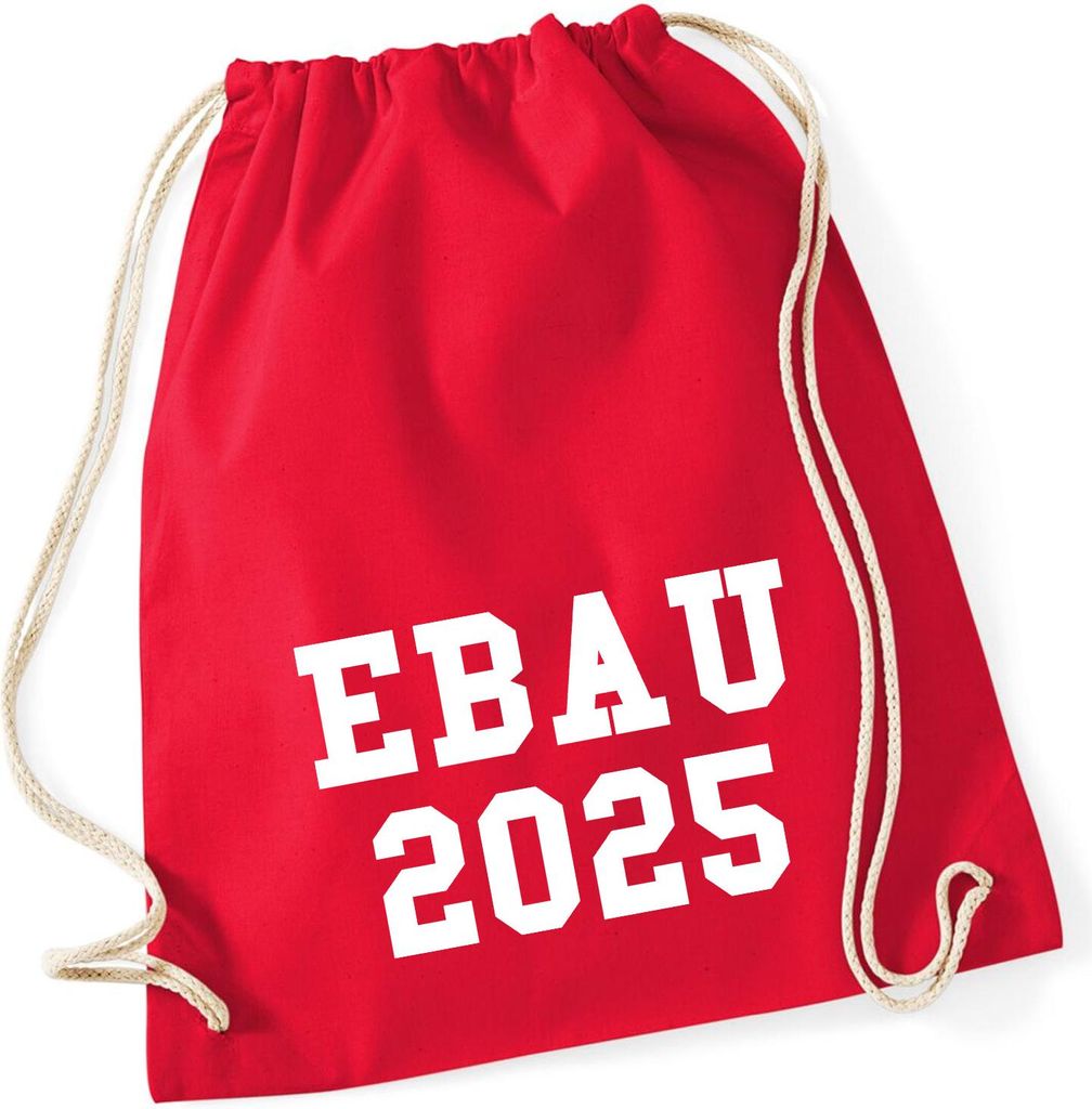 Huuraa Turnbeutel EBAU 2025 Abschluss Spanien 12 Liter Classic Red Baumwolle Rucksack Geschenkidee