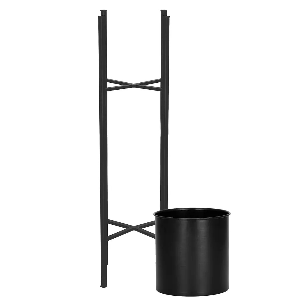 Table à fleurs style industriel métal noir mat - Support plante 74cm - 6