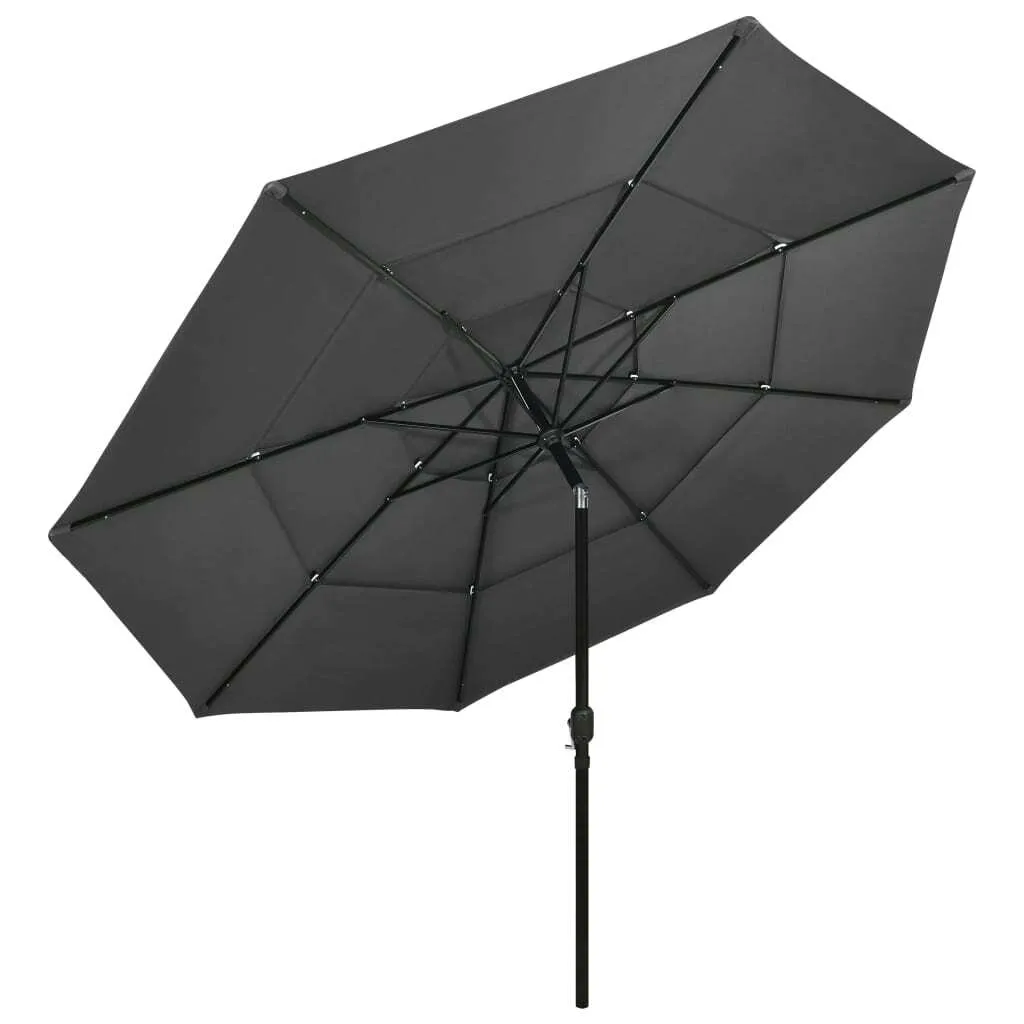 Ombrellone Design 3.5m Antracite vidaXL - Alluminio 3 Livelli High-End
