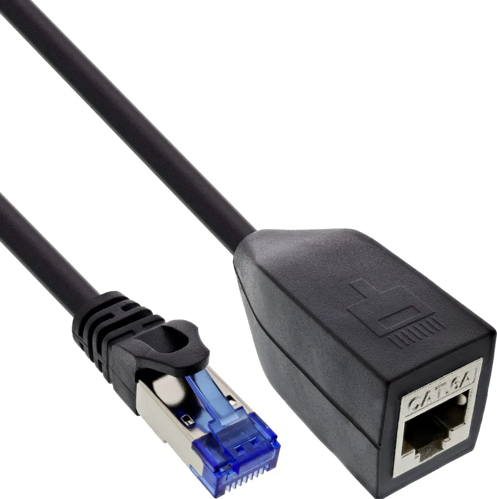 Adattatore RJ45 InLine Cat.6A S/FTP 0,2m Nero - Uso Industriale