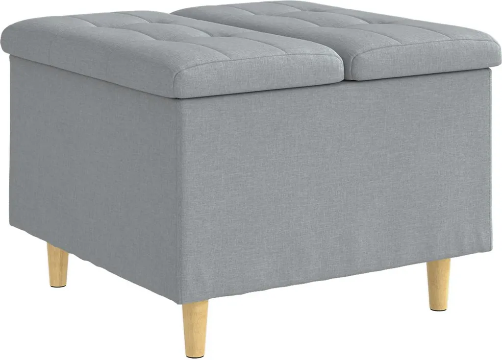 Sgabello Pouf vidaXL Grigio Chiaro 60x60 Tessuto con Cuscino Morbido