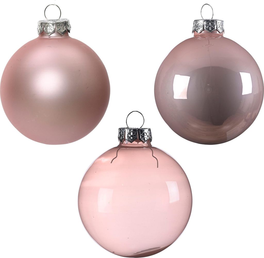 Weihnachtskugeln Glas 5-7cm 21er Set - Rosa Produktbild 