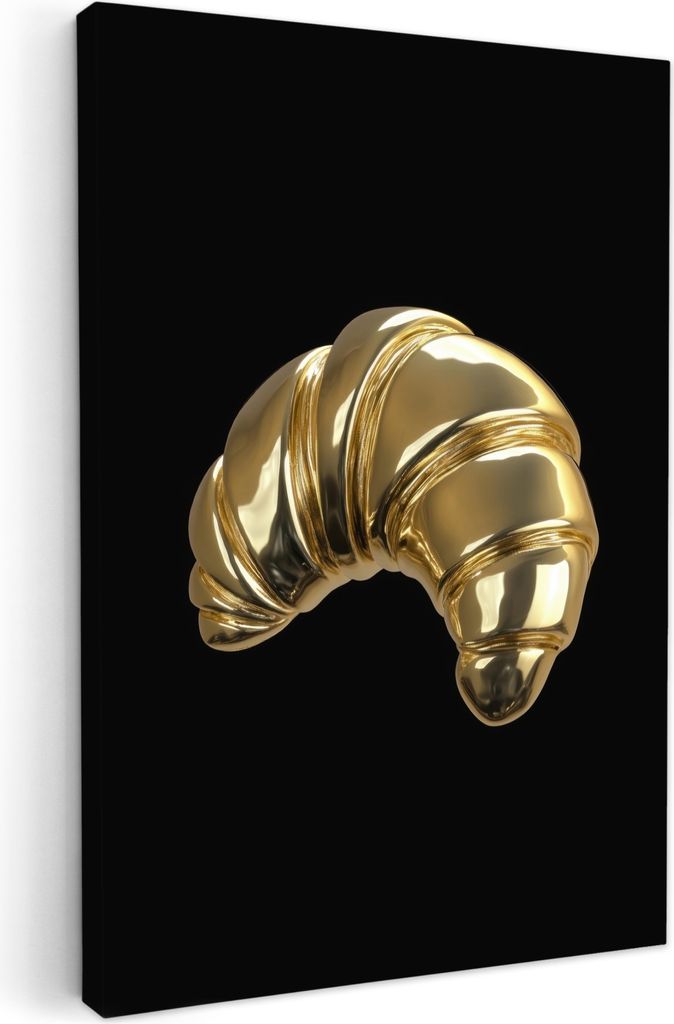 Leinwand Bilder 80x120 cm - Gold - Croissant - Schwarz, Wandbilder, Wanddeko Wohnzimmer, Bild