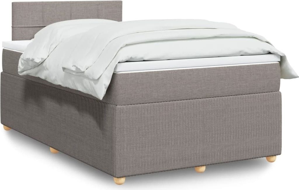 (NEU 2026) Boxspringbett mit Matratze, Doppelbett moderne, Taupe 120x190 cm - Stoff - Klassische Betten - 77.68 kg