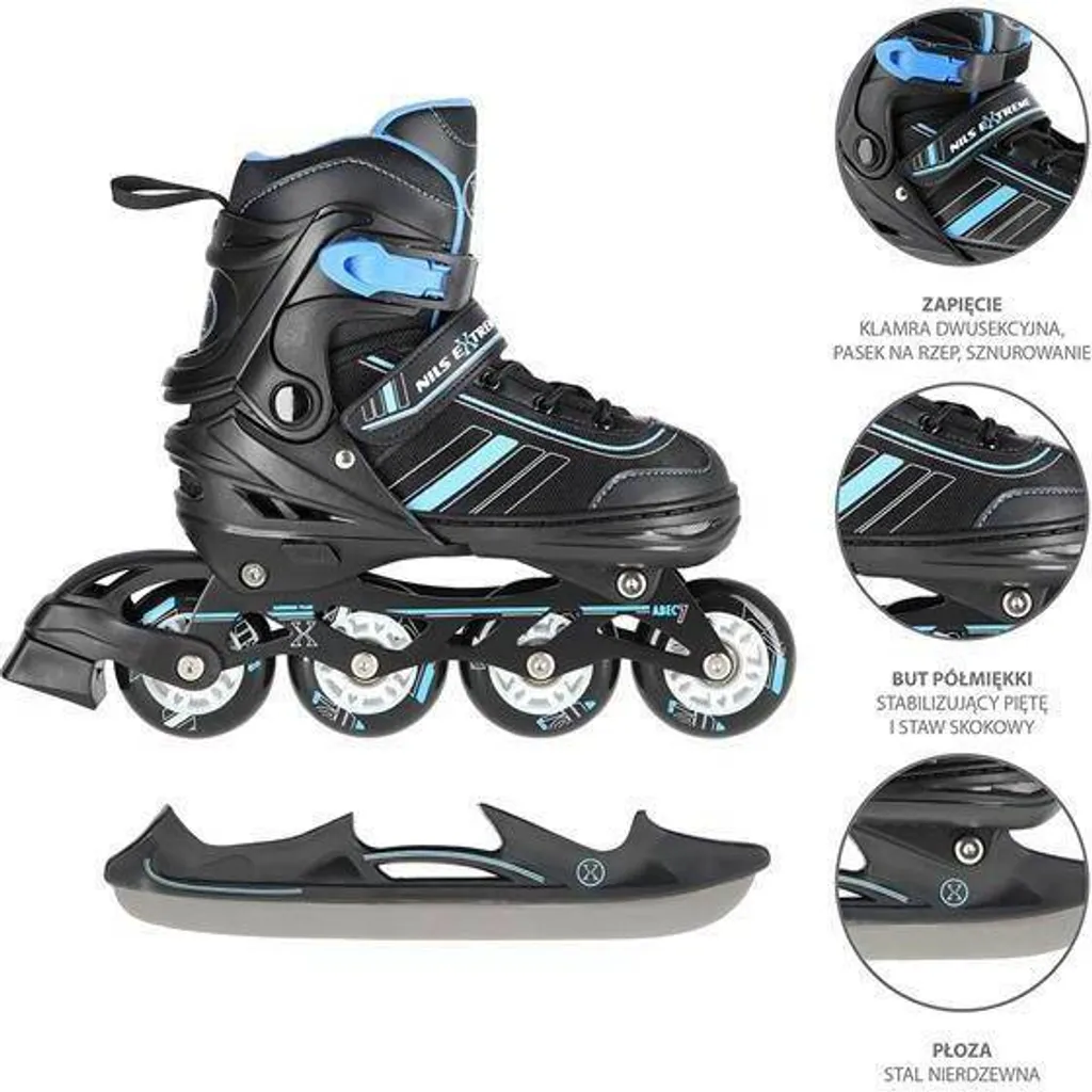 Patins à Glisse Modulables 2 en 1 Nils Extreme NH18191 Taille S 29-33