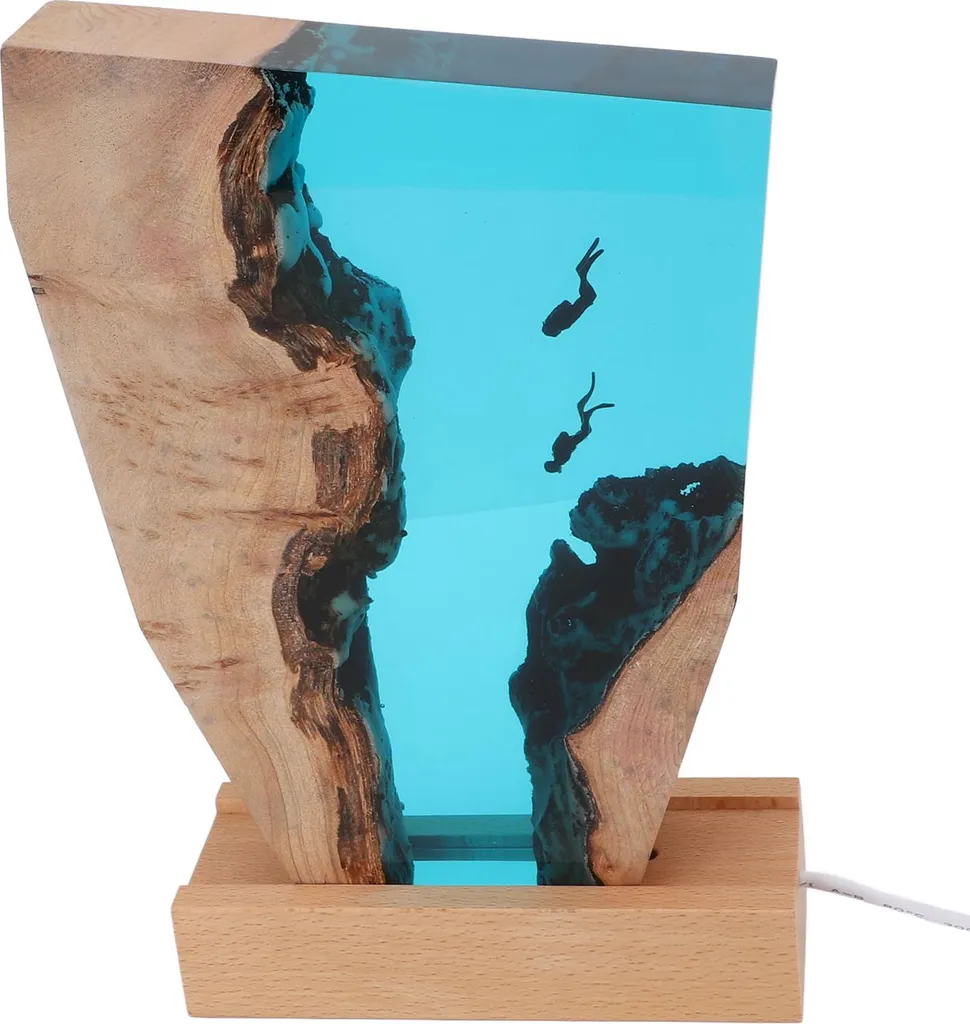Lampe de Table LED Multicolore Design Plongeur et Résine Époxy 3D