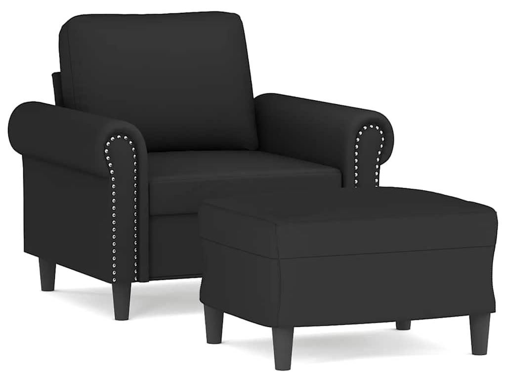 vidaXL Sessel mit Hocker Schwarz 60 cm Samt