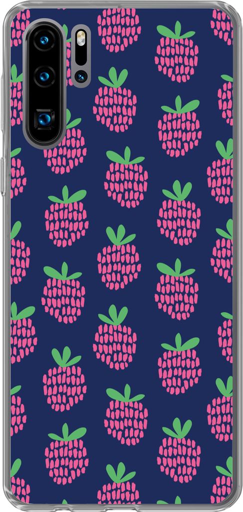 MuchoWow Handyhülle Schutzhülle Hülle für Telefoonhoesje Huawei P30 Pro Muster - Himbeere - Retro Silikon Softcase Handy Hülle - Schutzdeckel