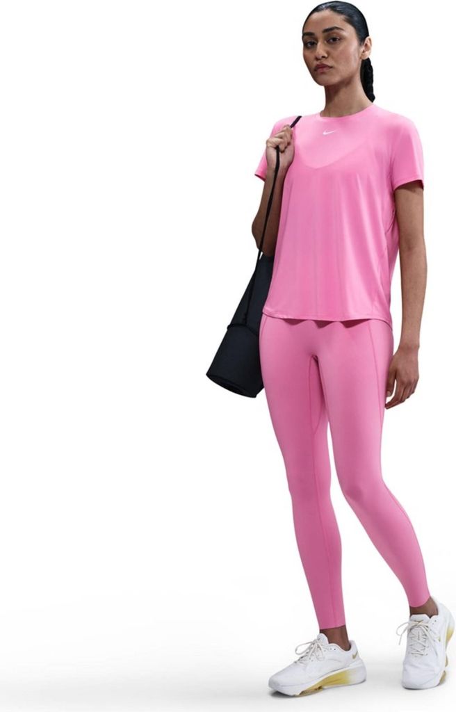 Nike W Nk One Classic Df Ss Top Wt Playful Pink/White Playful Pink/White S