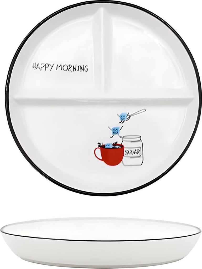 Lunchplatten - Geteiltes Keramisches Diner-Teller - Keramische Geteilte Teller für Geteilte Mahlzeiten - Feiern - Snacks - Salate - Desserts - Kaf...