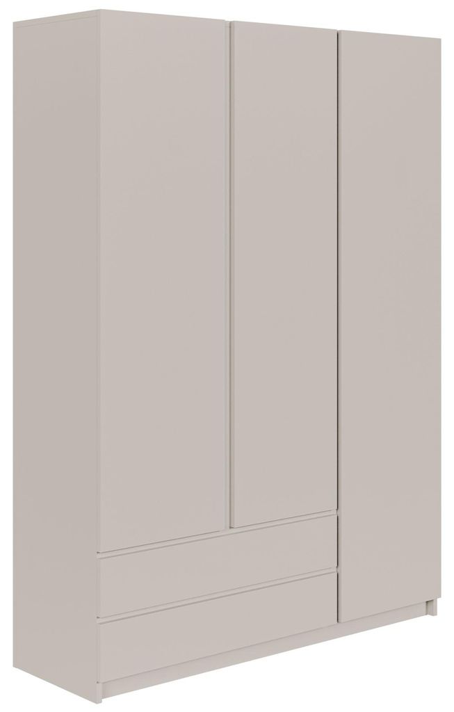 Selsey Bemmi – Kleiderschrank mit 3 Türen, Kleiderstange und 2 Schubladen, Kaschmirgrau, 150 cm