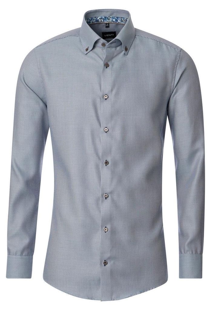 VENTI Herren Businesshemd Langarm Button-Down Modern-Fit Braun 39