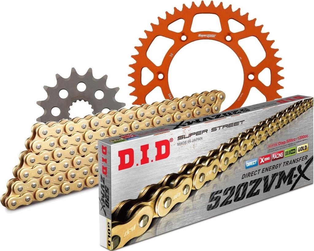 DID Kit Alu (orange) Kompatibel mit KTM EGS620 LC4-E 97-98 16-50-120 DID520ZVM-X(G&G) Niet