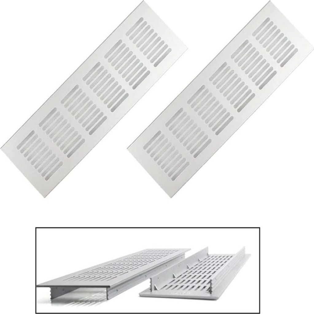 Zweiteilige Lüftungsgitter, rechteckige Lüftungsgitter, Lüftungsabdeckungen aus Aluminium, Außenlüftungsgitter 80 x 250 mm, weiße Schranklüf...