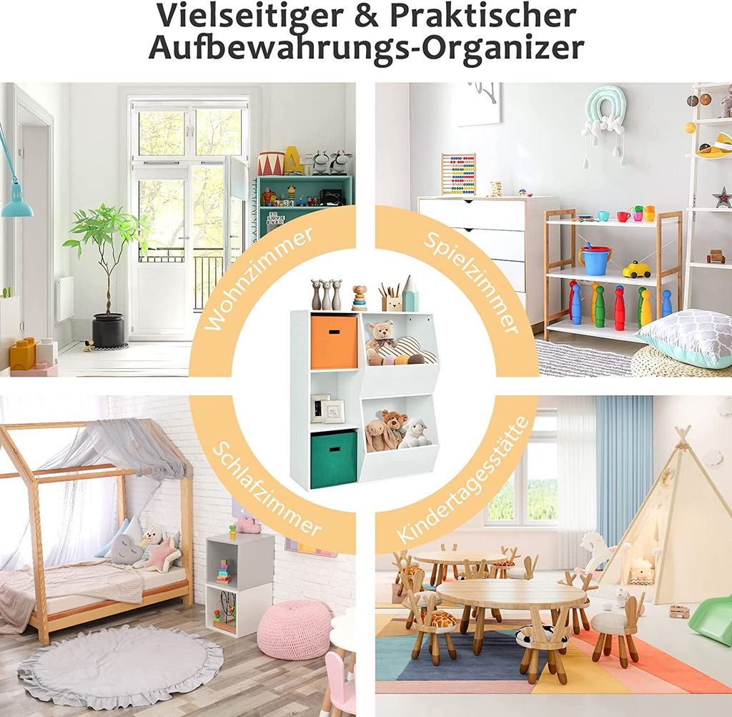 GOPLUS Drehbares Kinderbücherregal - 360° Drehbar Mit 8 Fächern In Weiß