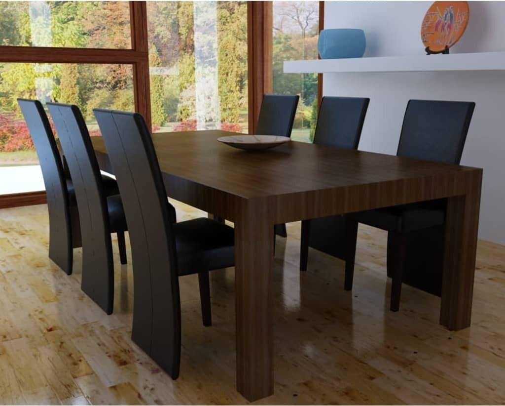 Sedie da Pranzo 6 pz Nere in Pelle finta Immagine del prodotto 